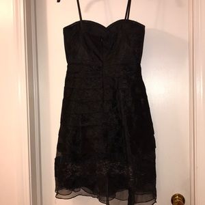BCBG MaxAzria strapless pleated cocktail dress